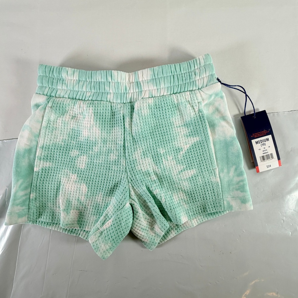 Limited Too Girls‎ Cozy Tie-Dye Waffle Knit Shorts Emerald Green Medium 10 NWT